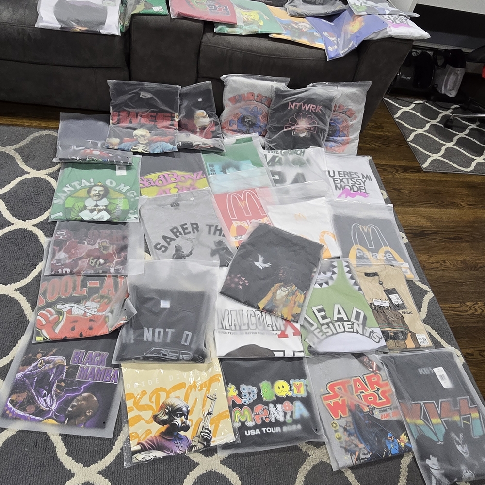 WholeSale Lot 50 Piece Mix Tees And Hoodies All Sizes New With Tags